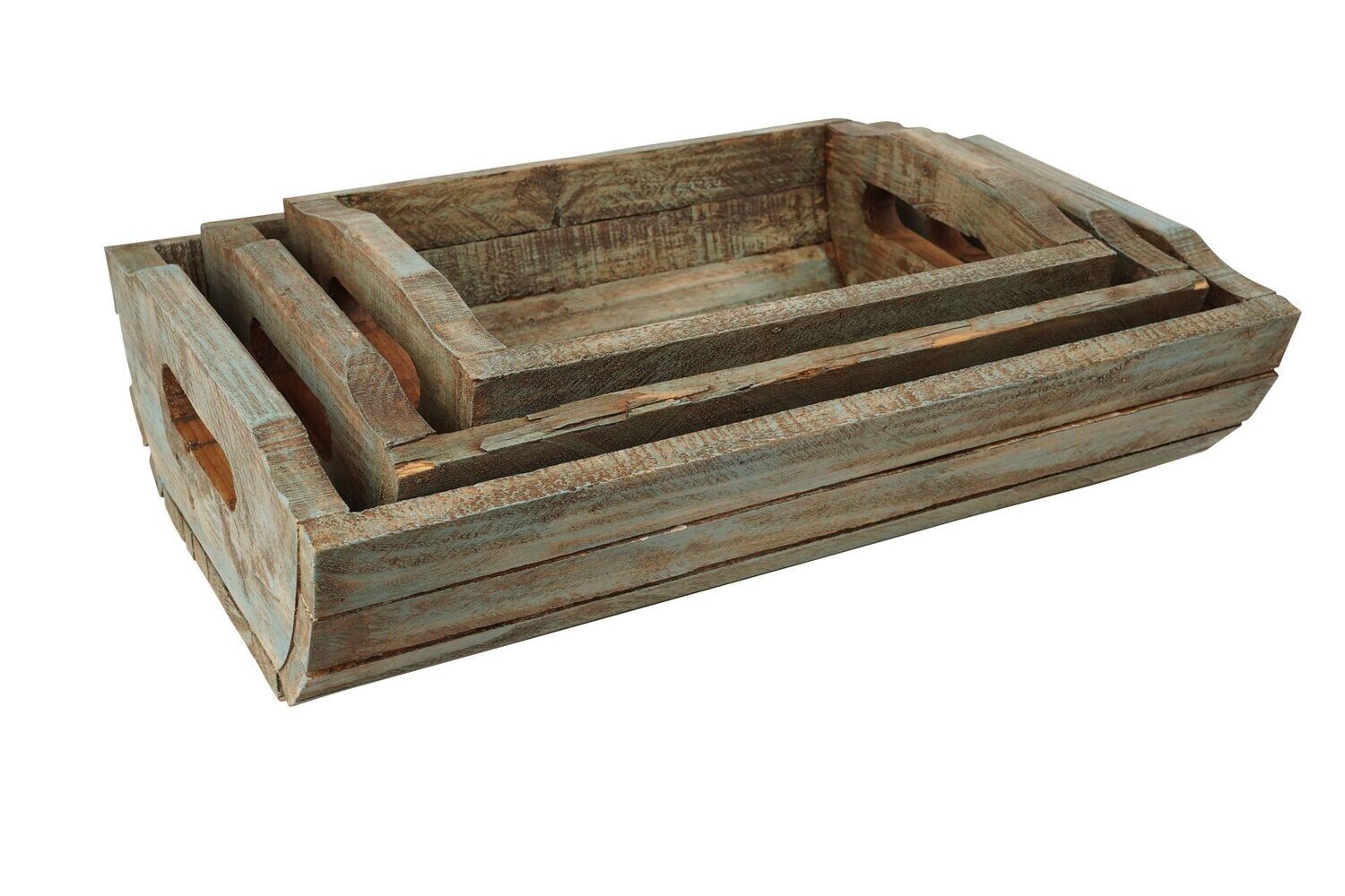 Duncan Creek Tray Set of 3 Display Trays-Solid Wood-Farmhouse-3 Colors-CLEARANCE-$36 set of 3, COLOR: Turquoise