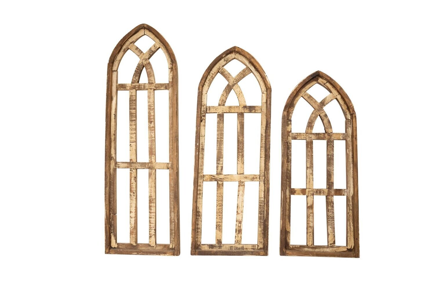 Cambridge Cathedral Wall Decor Windows-Set 3-Antiqued White