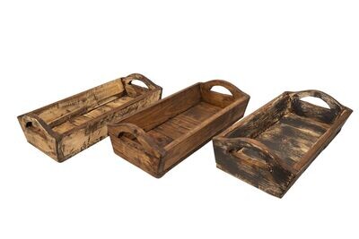 Kerrville Farmhouse Wood Tray With Handles-9x20x7 inches-NEW