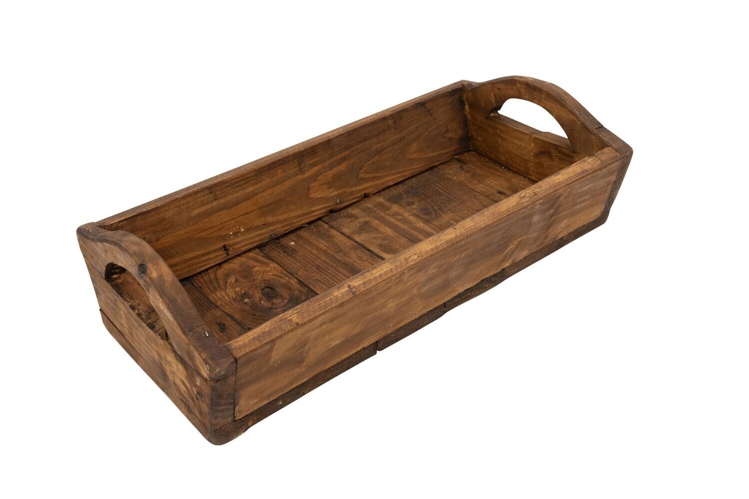Kerrville Farmhouse Wood Tray With Handles-9x20x7 inches-NEW, COLOR: Waxed