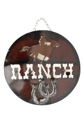 Ranch Western Cowboy Sign-WH-Horseshoe-15 in-Wall Decor-CLEARANCE