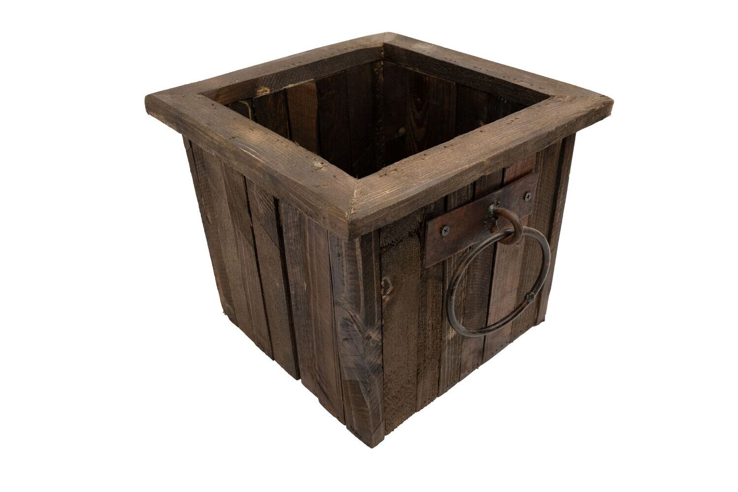 Gardner Rustic Wooden Square-Planter-11x11x10H-Garden Decor, Colors: Natural Wood Tone