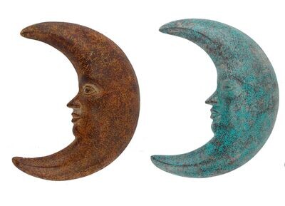 Clay Moon-Hand Painted-Garden-Wall-10x13x2 inches-Two Colors