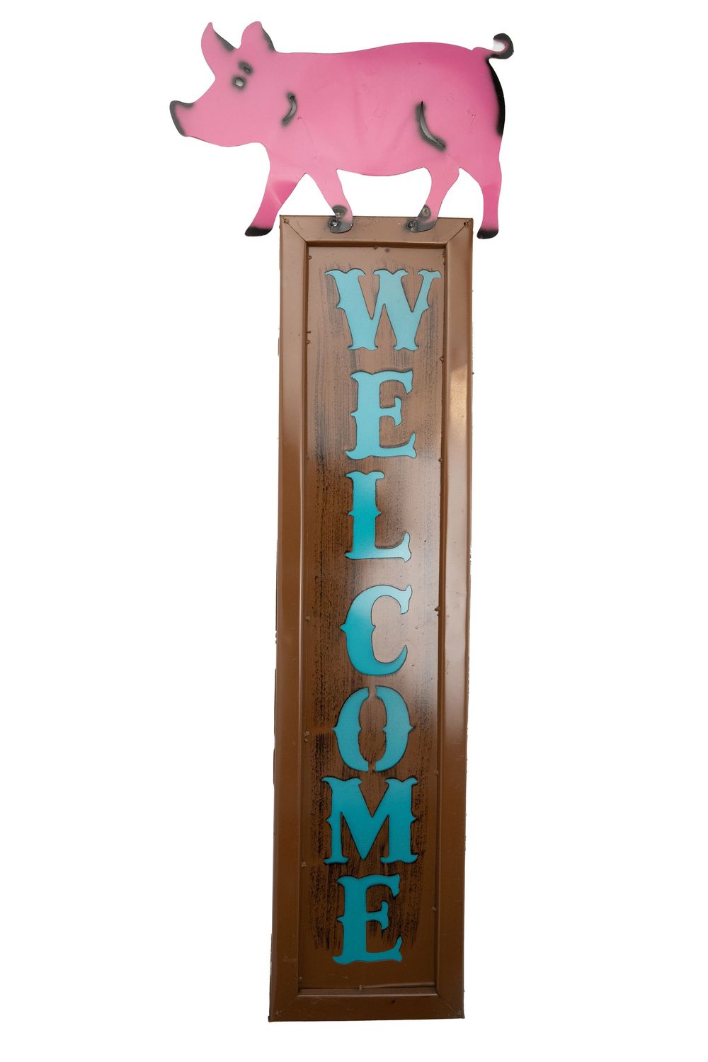 Welcome Farmhouse Metal Sign-12x45H-Wall Decor-Handmade-CLEARANCE-$20, Style: Pig