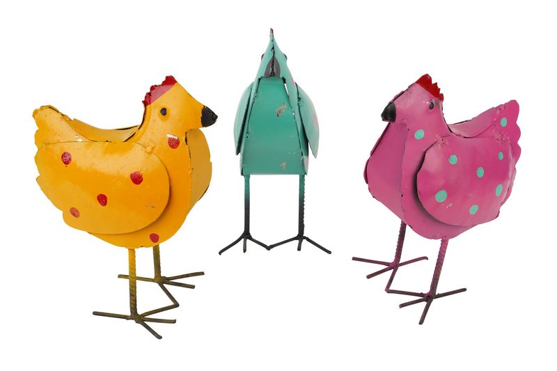 Polka Dot Chicken-Mini-Metal-Chick-Yard Art-Chicks-3 Colors and 2 Sizes