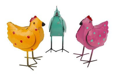 Polka Dot Chicken-Mini-Metal-Chick-Yard Art-Chicks-3 Colors and 2 Sizes