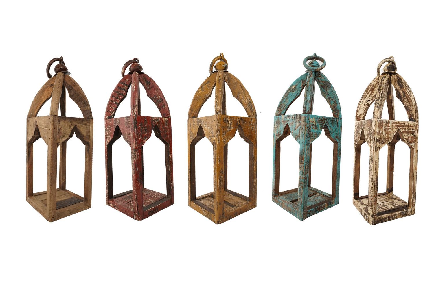 Mesa Trails Wood and  Iron Lantern-8x8x22 inches-5 Colors