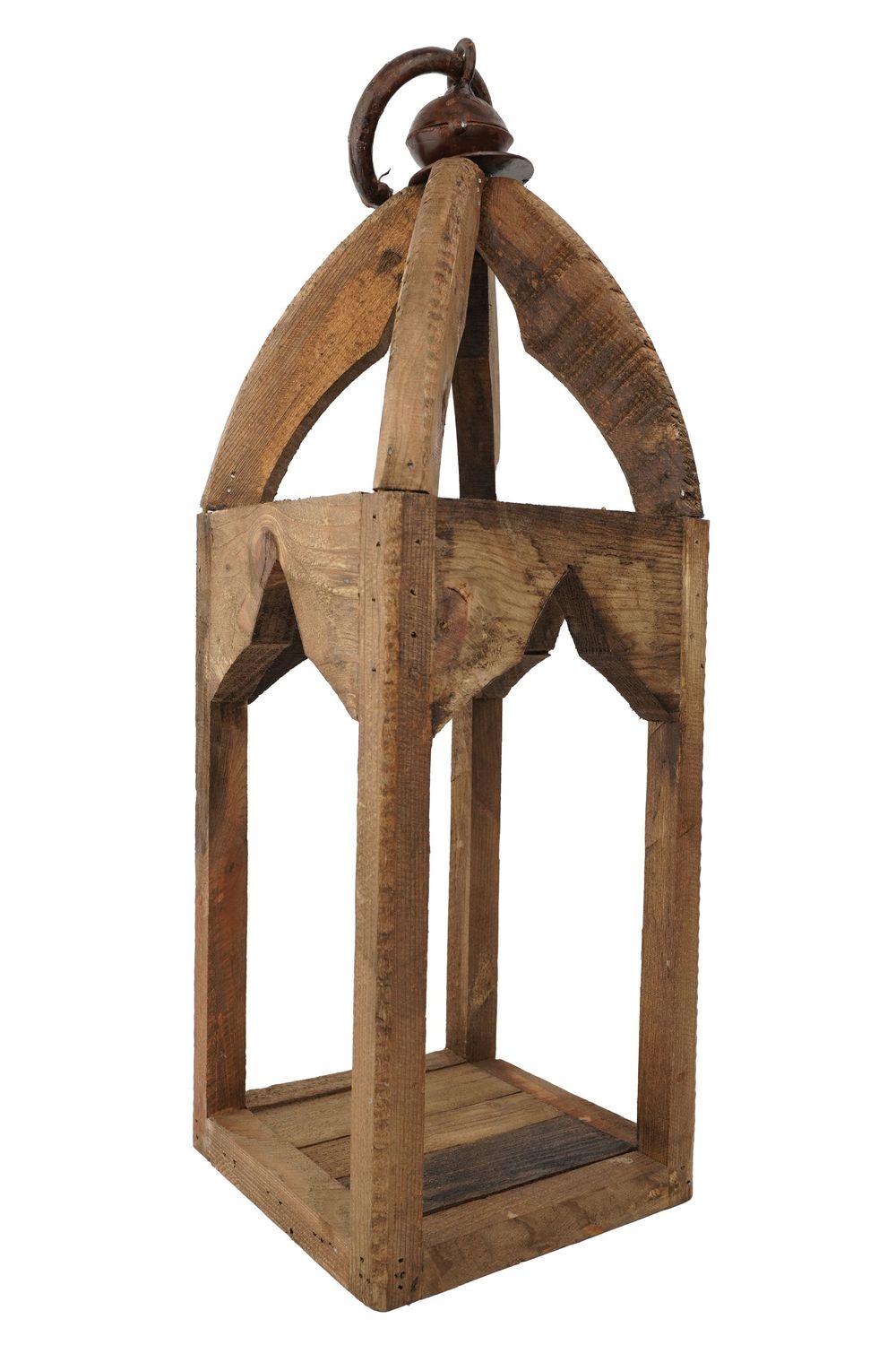 Mesa Trails Wood and  Iron Lantern-8x8x22 inches-5 Colors, Colors: Waxed-Brown