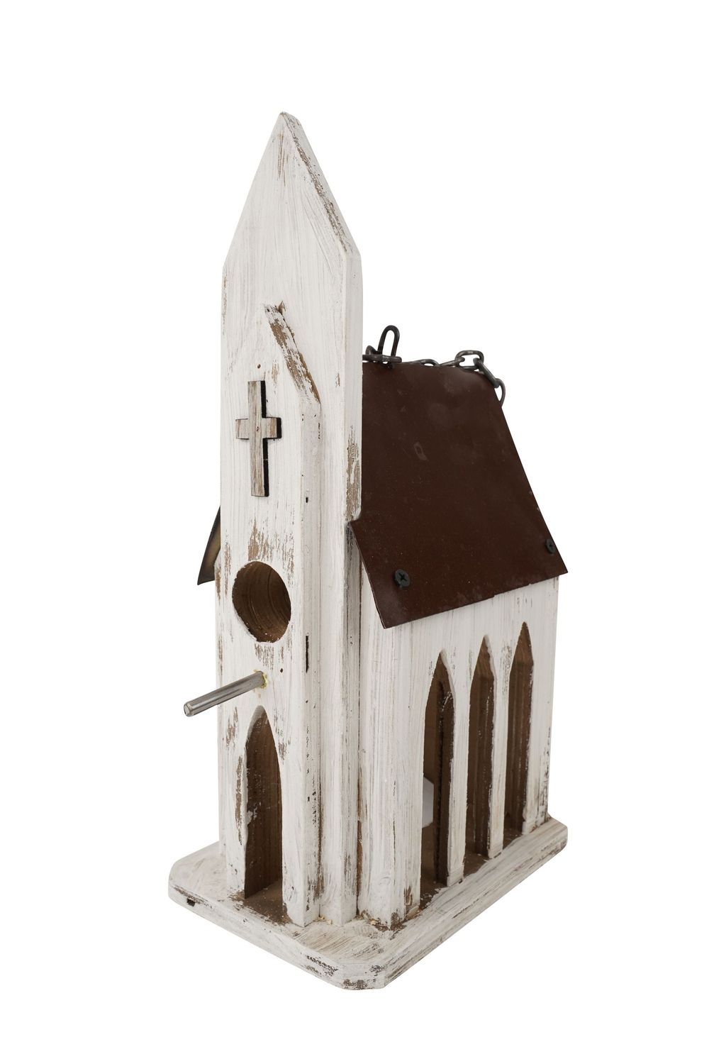Bird house-Farmhouse-Yard Metal-Wood Art-Handmade-4 Choices, Colors: Single Church Metal Top measures about 5.5W x 8L x 15H