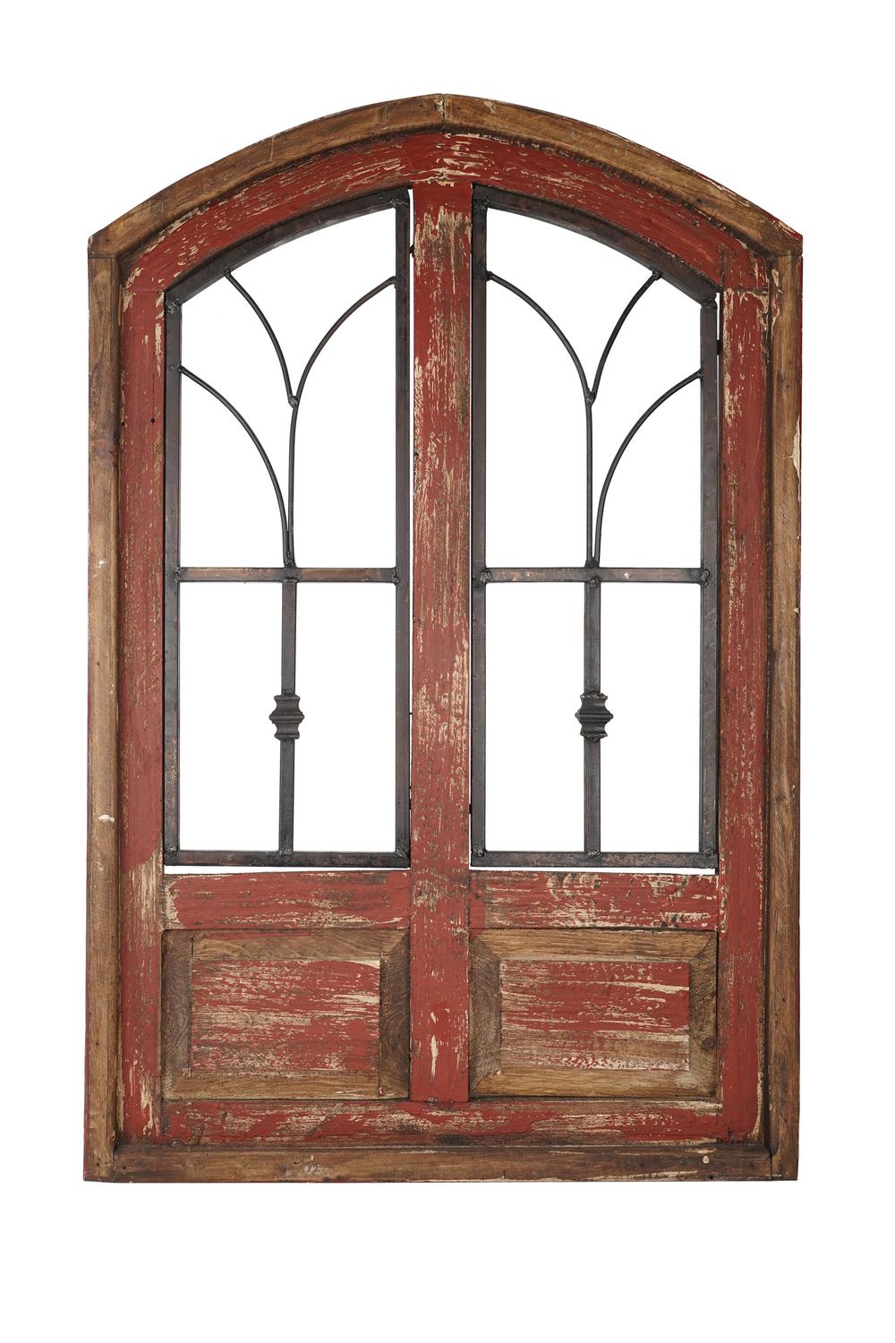 San Miguel Small--Rustic Architectural Wall Window-24x36 inches-Small, Colors: Red