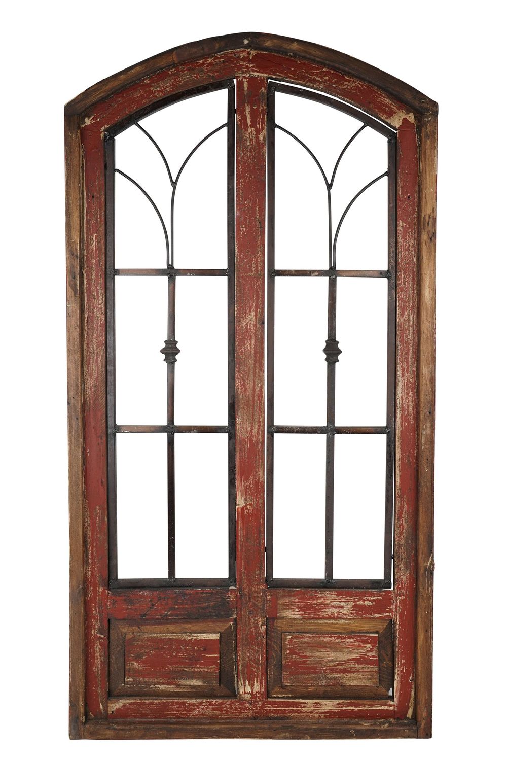 San Miguel Medium--Rustic Architectural Wall Window-24x48 inches-Medium, Colors: Red