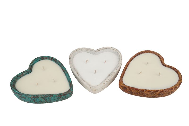 Simple Heart-Candle Ready-Clay Candle Vessel-Three Color Choices
