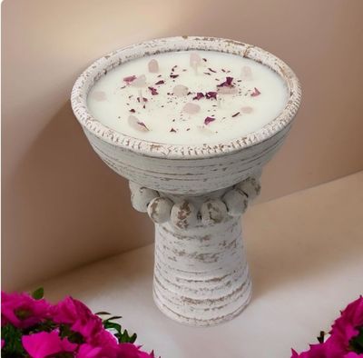 Beadzie Tower Candle Ready Vessel-Clay-6x8 inches-Tower-White-CLEARANCE 10 PCS-$12 Each