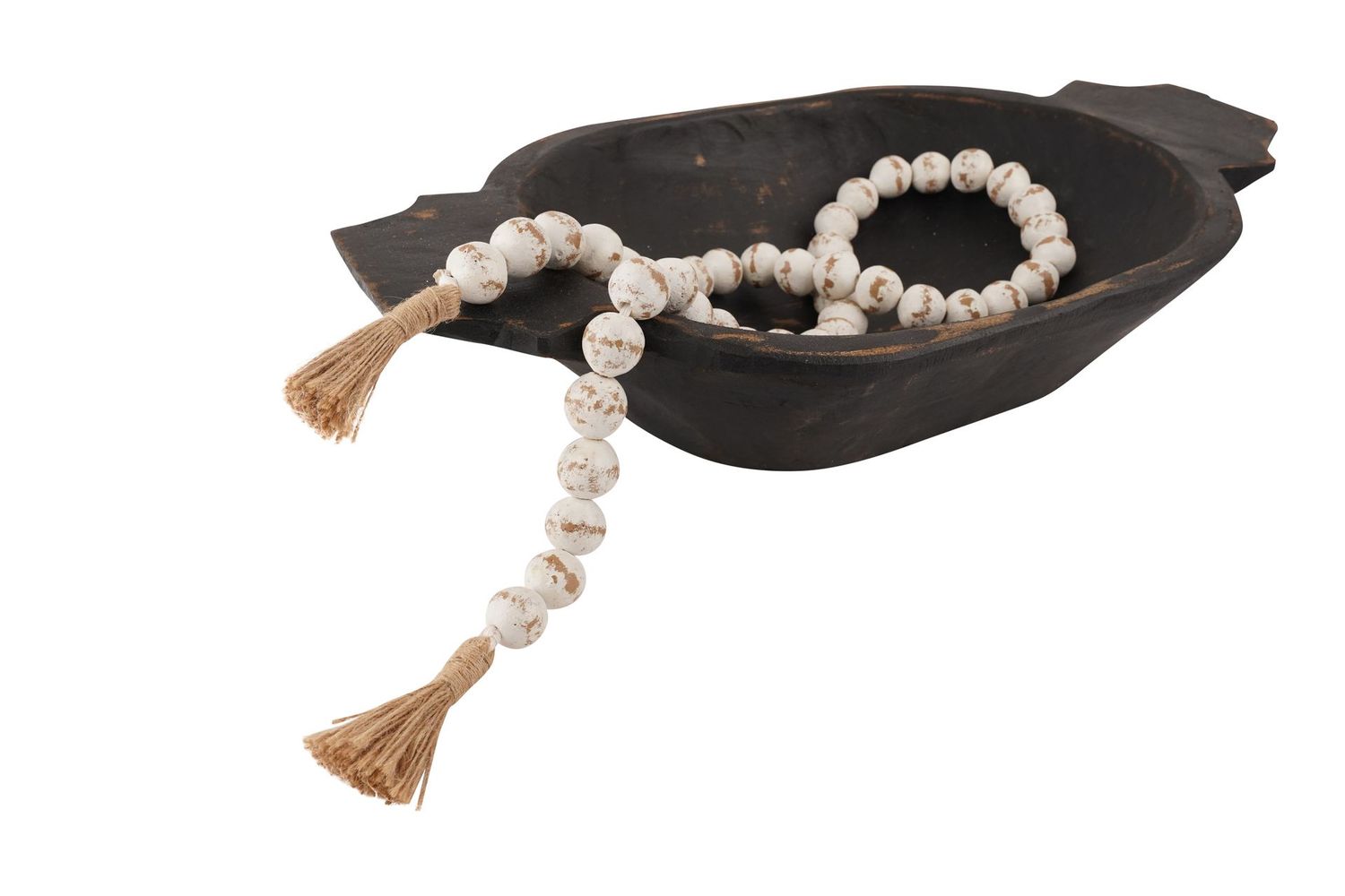 Farmhouse Clay Beads-Primitive-Shabby White-Long-48 inches-CLEARANCE