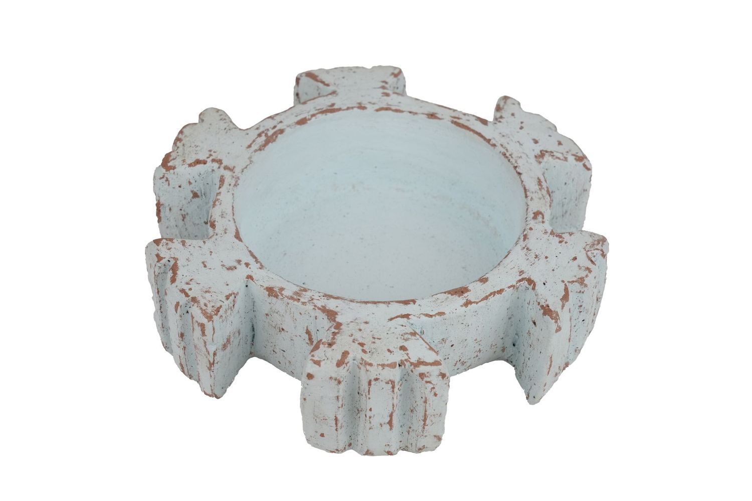 CLEARANCE--Snowflake Clay Candle Ready Vessel-Clay Snowflake-9x9 inches-Blue--$9