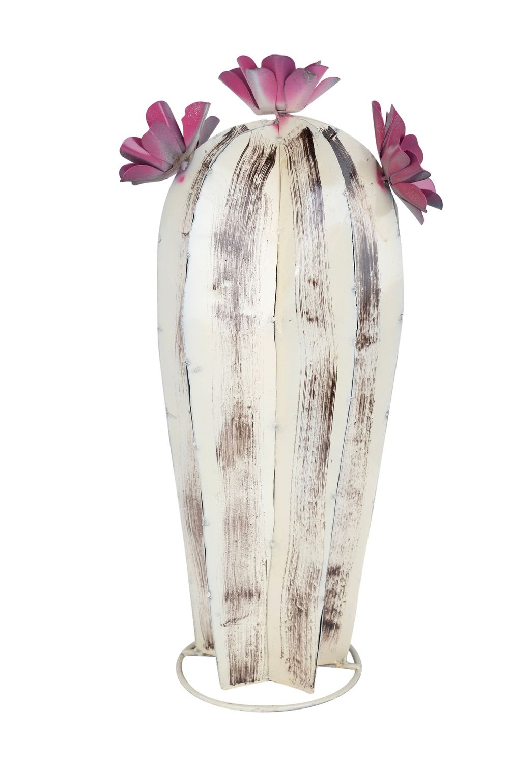 Yuma Metal Cactus-Garden-Desert Decor-Handmade-Three Sizes-White, SIZE: Small-12x14H Inches