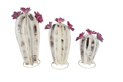 Yuma Metal Cactus-Garden-Desert Decor-Handmade-Three Sizes-White