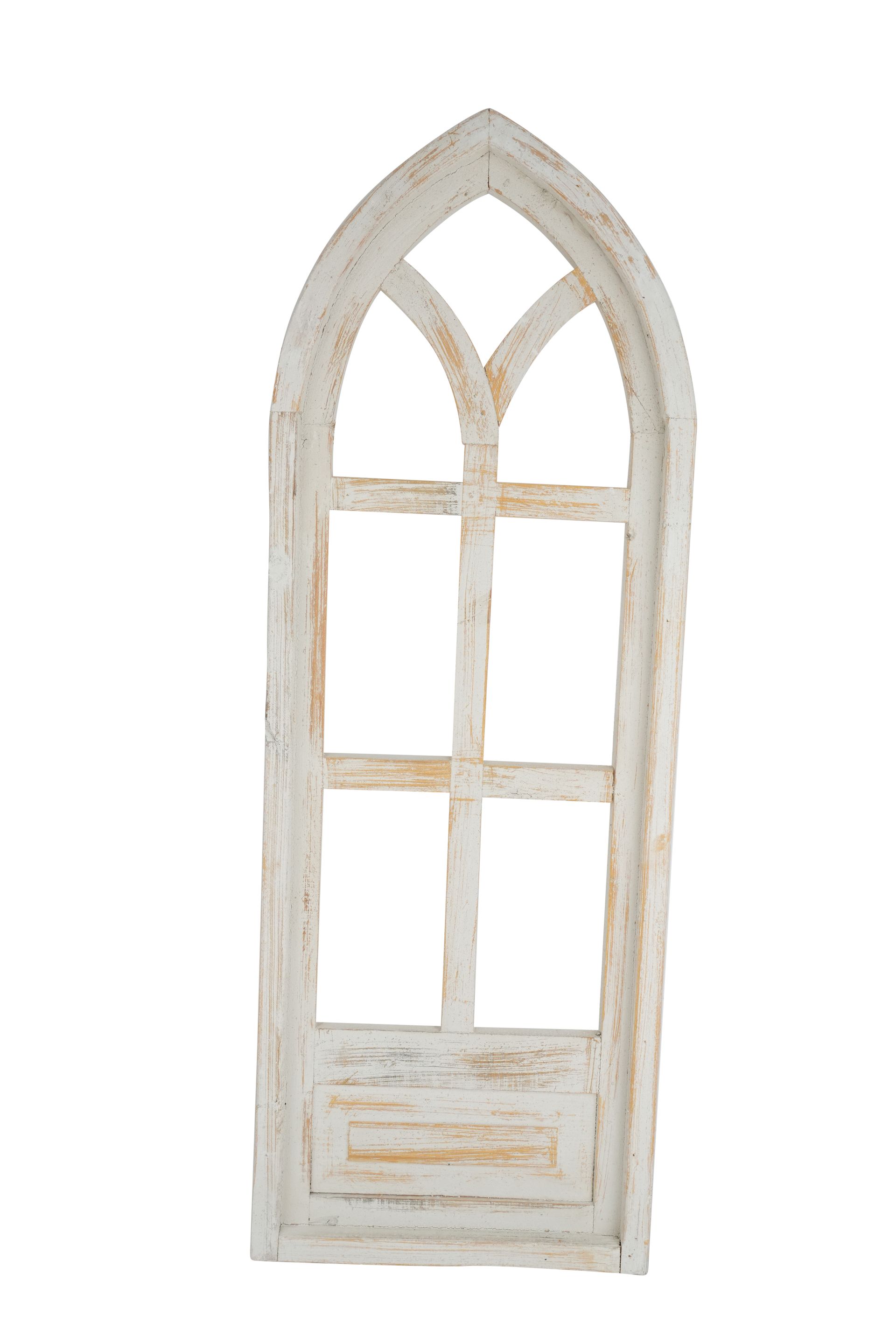 White Elm Architectural Windows-Set of 3-Wall Decor Wood-Farmhouse Windows-Shabby White