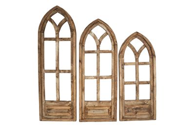 Holly Hills Architectural Windows-Set of 3-Wall Decor Wood-Farmhouse Windows-Antiqued White
