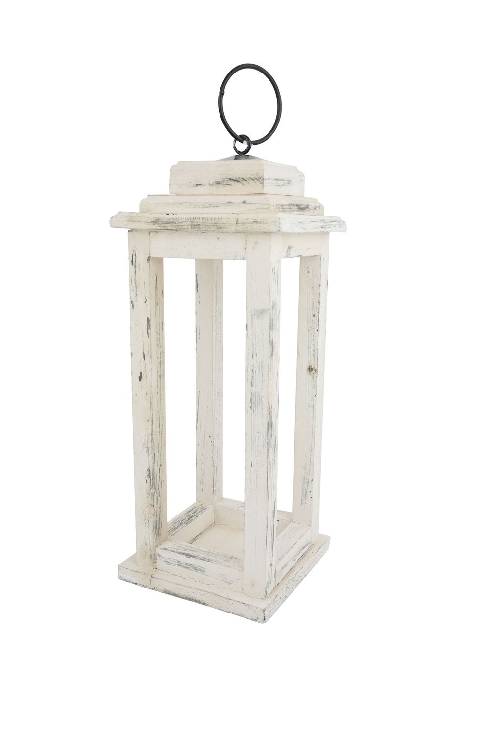 Monticello Lantern-Farmhouse Wood-White-7x7x17 inches-NEW