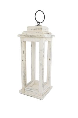 Monticello Lantern-Farmhouse Wood-White-7x7x17 inches-NEW