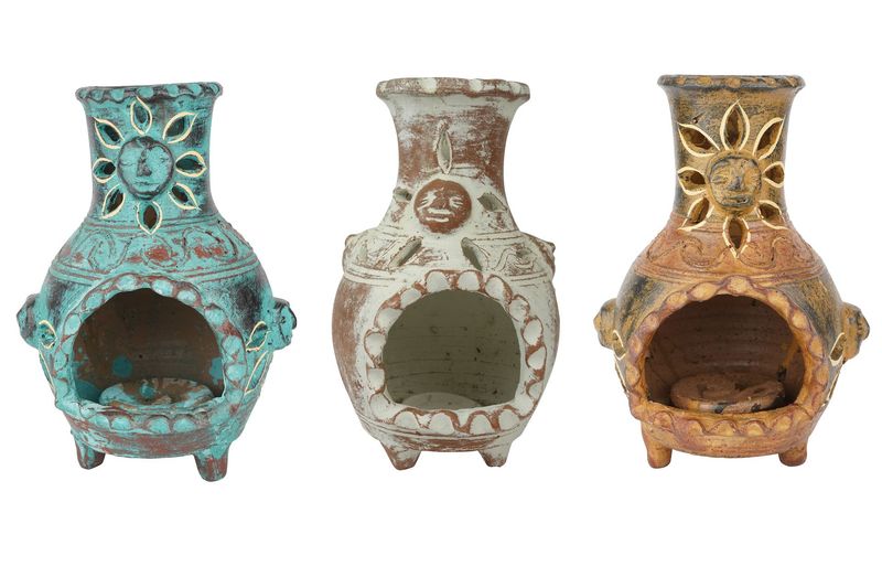 Sonoran Clay Chimney Small-Hand Painted-Garden-8x8x11 inches-3 Color Choices