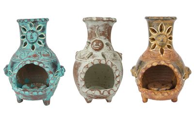 Sonoran Clay Chimney Small-Hand Painted-Garden-8x8x11 inches-3 Color Choices