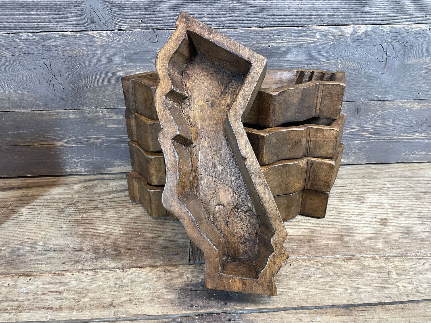 State of California Bowl-5 x 14 x 2 in-Wood-Handmade-Candle Ready-Carved-Waxed-California-NEW