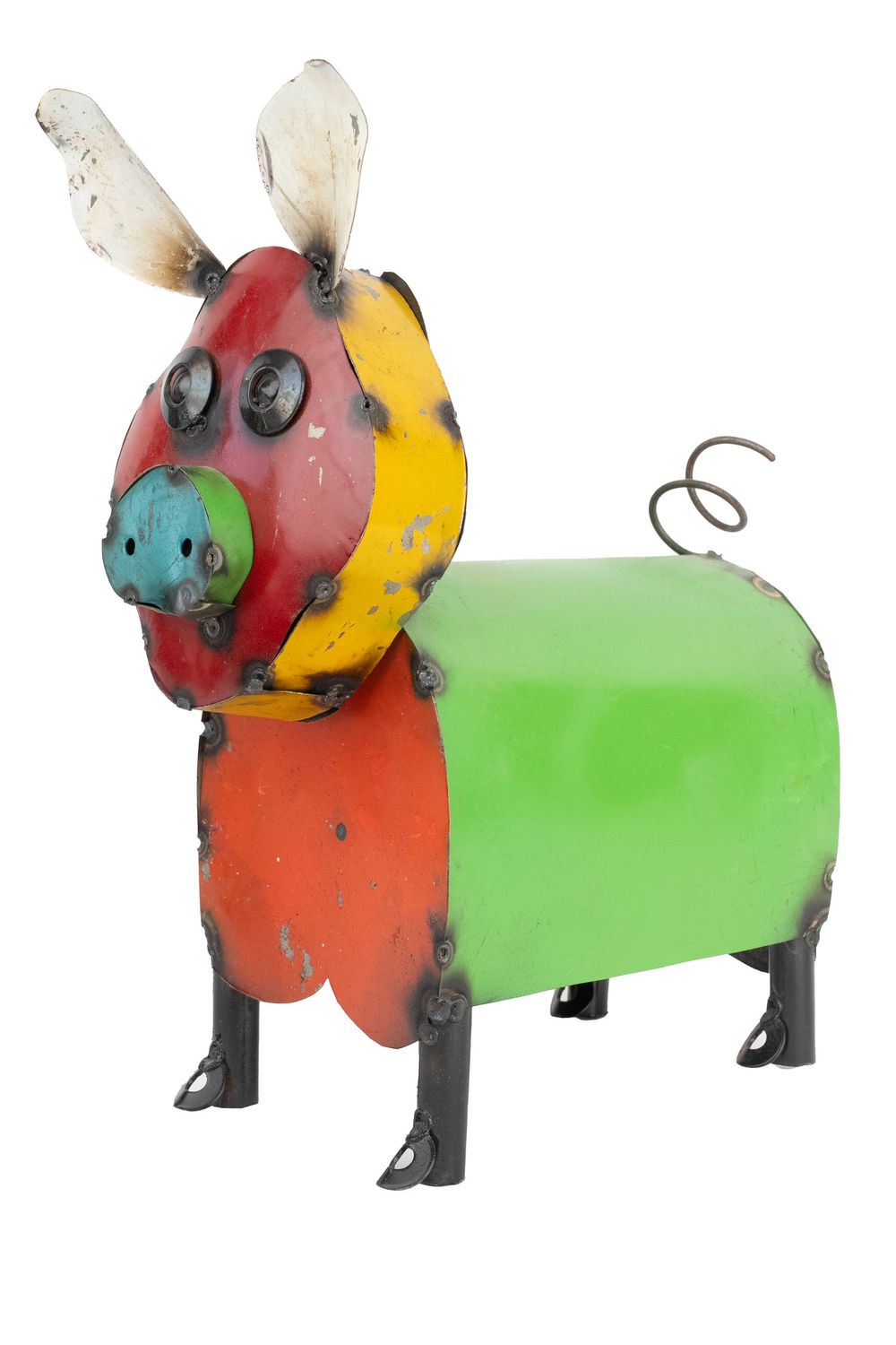 Penny The Colorful  Pig-Metal-Garden-Yard Art-9x13x15H-Penny