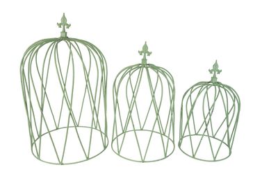 Trenton Set of 3 Large Farmhouse Iron Green Topiaries-Finial-Topiary-Green
