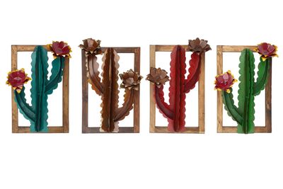 Cave Creek-Metal Cactus Framed Art-Wall Decor-17x22-4 Colors
