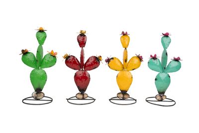 Tempe Metal Prickly Pear Cactus-9Wx17H inches-Hand Painted-Garden-Tempe Prickly Pear Cactus-NEW