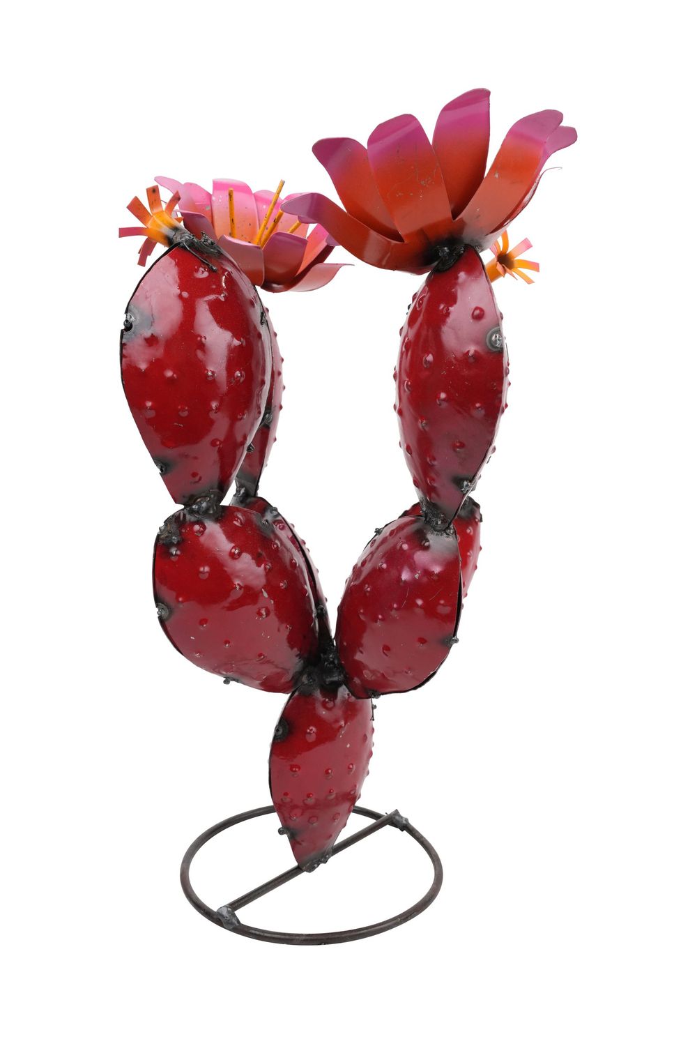 Desert Valley Metal Prickly Pear Cactus-11W x 16H inches-Garden-Handmade-Desert Valley Prickly Pear Cactus-4 Colors-NEW, Colors: Red