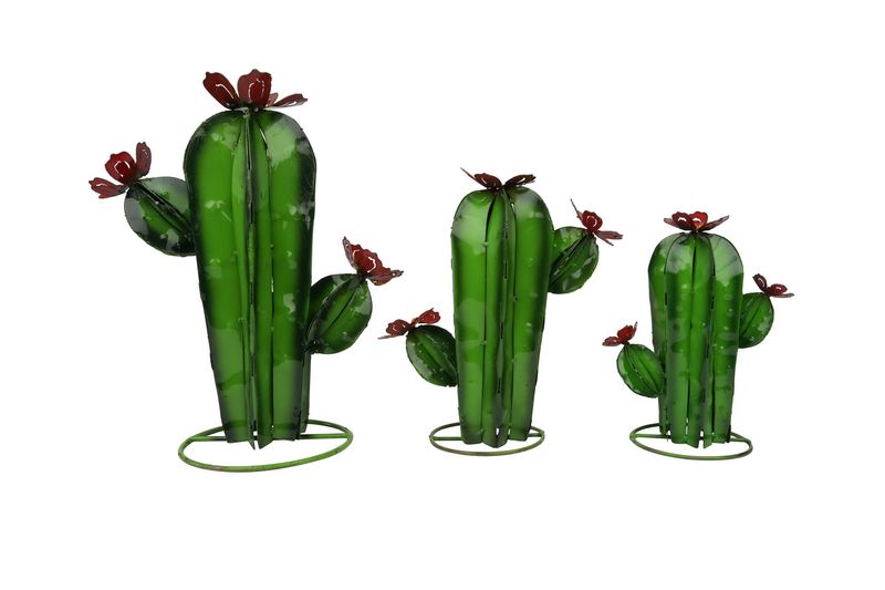 Green Sahuaro Metal Cactus-Garden-Yard Art-Three Sizes-Hand Painted-Handmade-Garden Desert Decor-Green