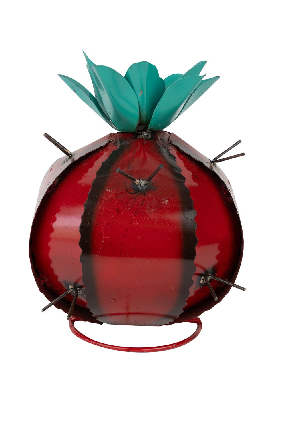 Barrel Metal Red Cactus-Garden-Desert Decor-Handmade-Three Sizes-Barrel Cactus-Red, SIZE: Small-10 x 11H inches