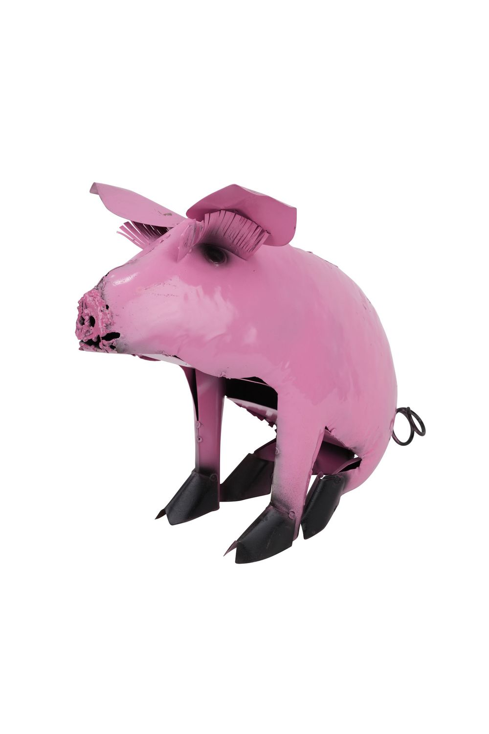 Metal Sitting Pig-Garden Decor-Handmade-Farmhouse, COLOR: Pink