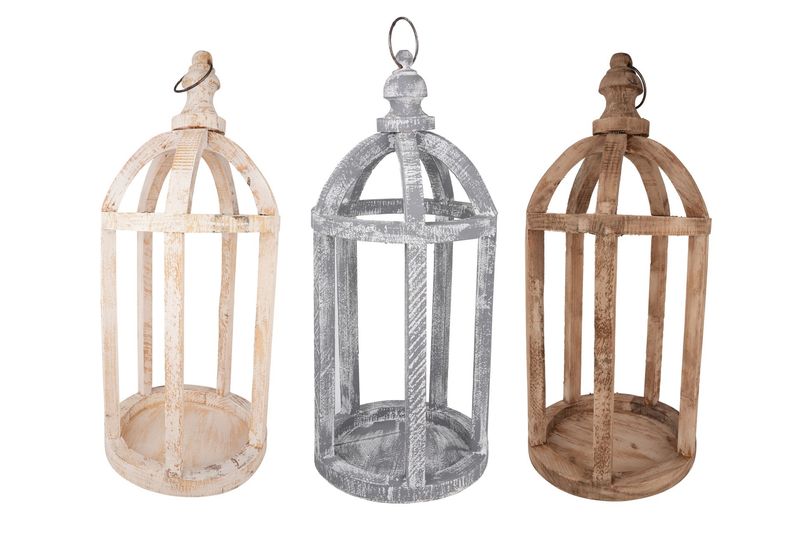 Richmond Farmhouse Wood Lantern-Shabby White-12x28 inch-NEW