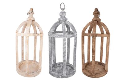 Richmond Farmhouse Wood Lantern-Shabby White-12x28 inch-NEW