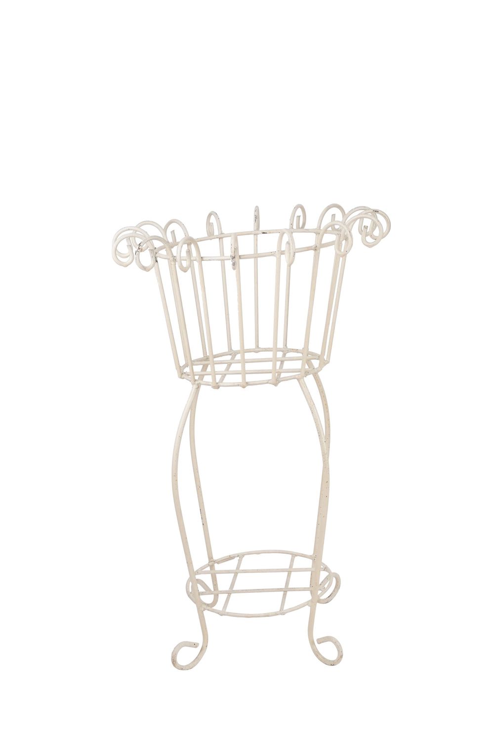 Cumberland Farmhouse Iron Planter Garden Basket-17Wx25H in-Solid Iron-Handmade-White