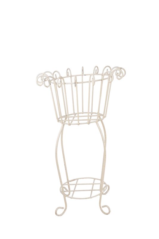 Cumberland Farmhouse Iron Planter Garden Basket-17Wx25H in-Solid Iron-Handmade-White