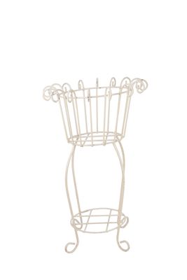 Cumberland Farmhouse Iron Planter Garden Basket-17Wx25H in-Solid Iron-Handmade-White