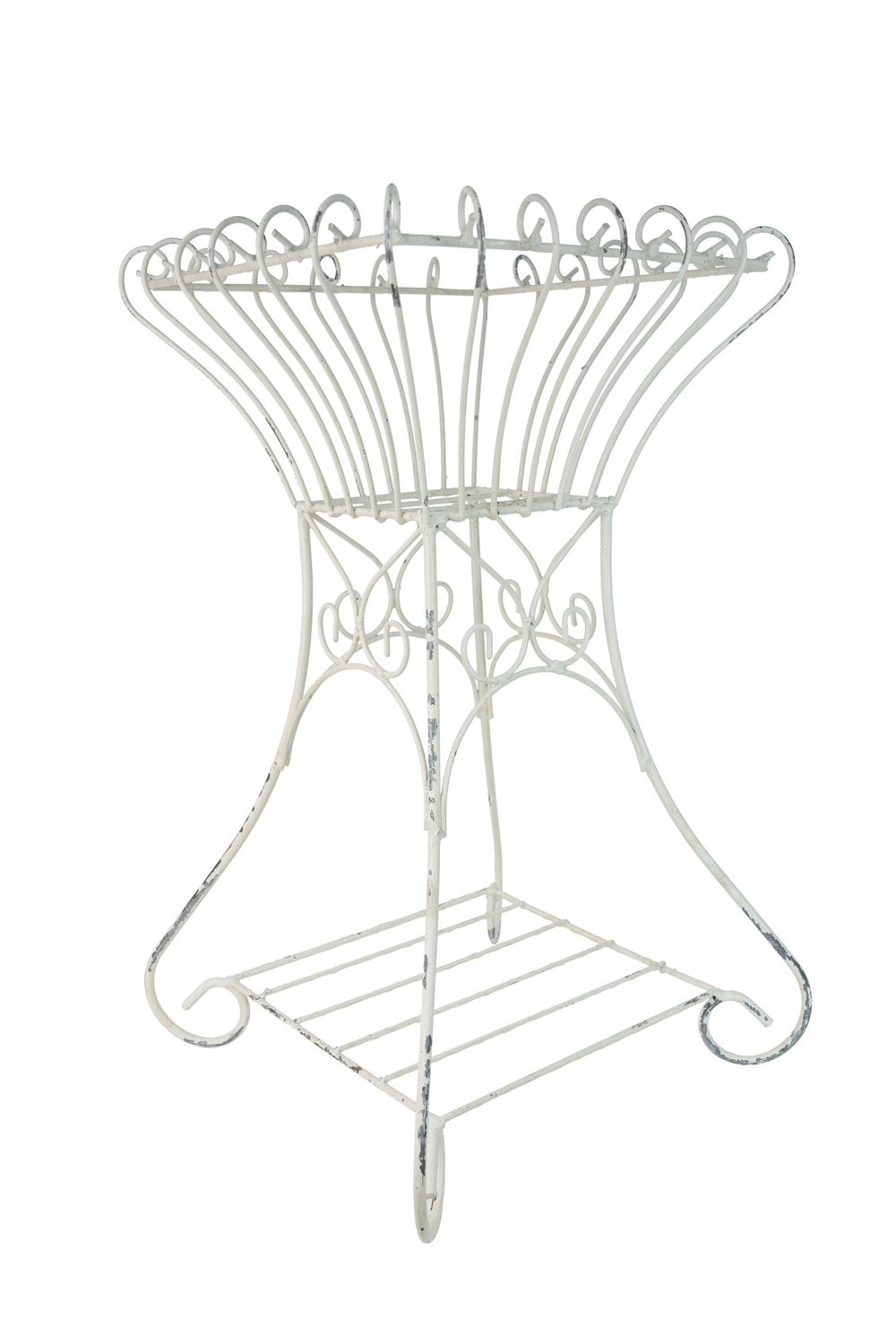 Paris Iron Planter Garden Basket-Handmade-Solid Iron-15Wx25H inches, COLOR: White