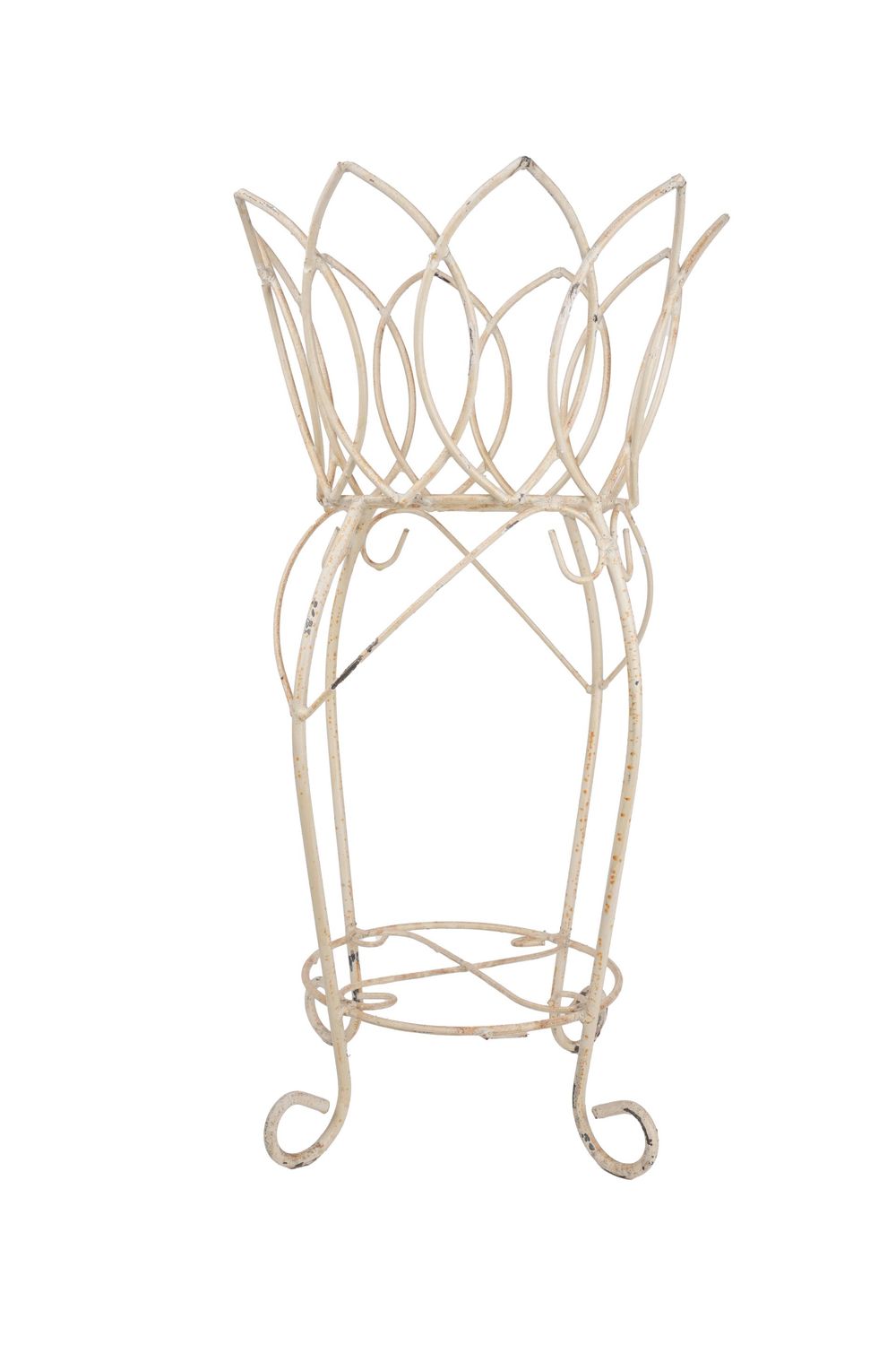 Crown Iron Planter Garden Basket-Handmade-Solid Iron-13Wx23H inches, COLOR: White
