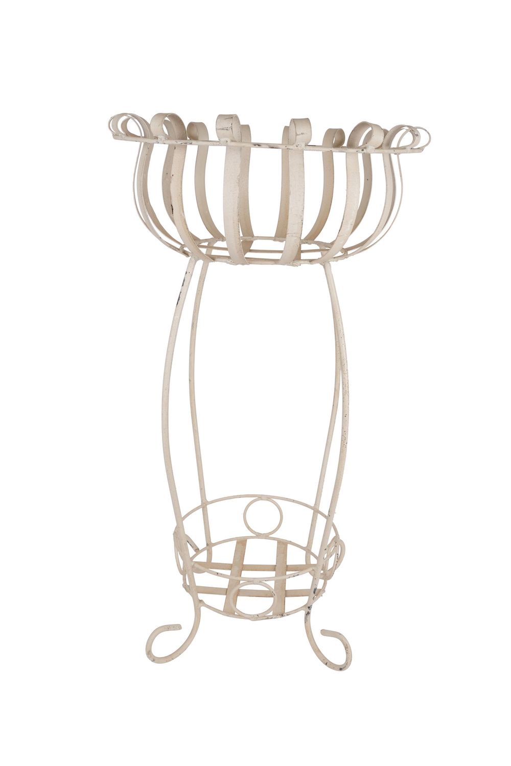 Pulpo Iron Planter Garden Basket-Handmade-Solid Iron-18Wx32H inches, COLOR: White