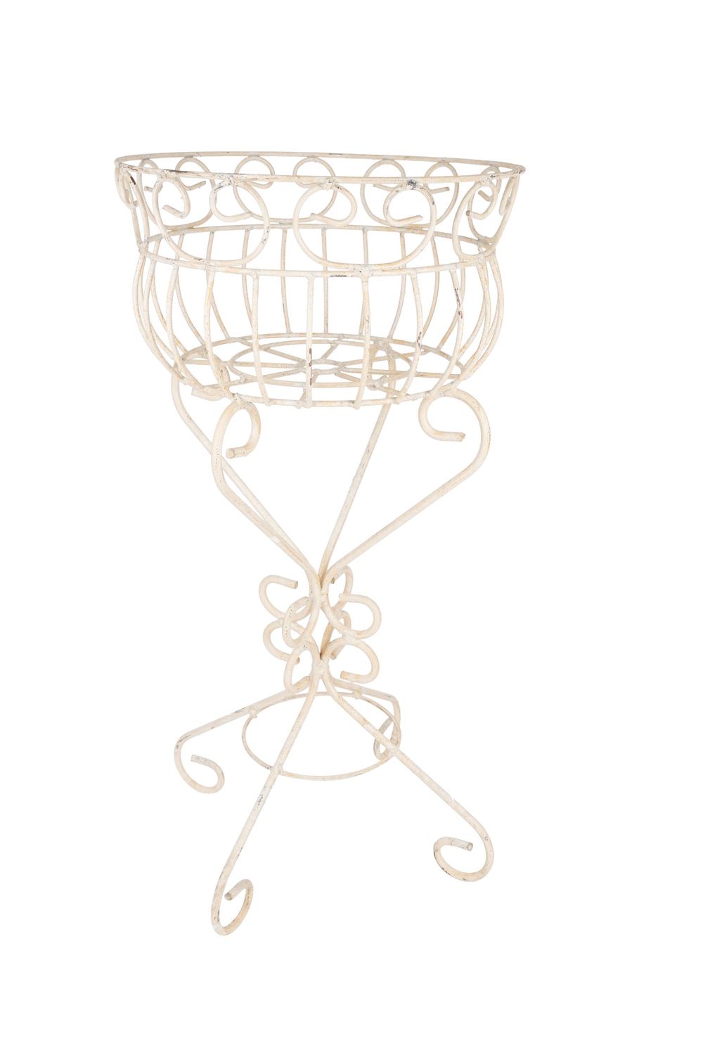 Maury Iron Planter Garden Basket-Handmade-Solid Iron-18Wx32H inches, COLOR: White