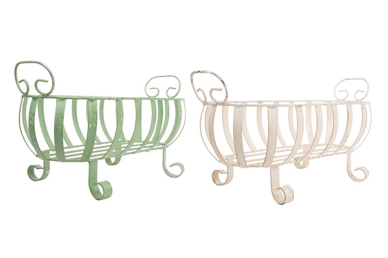 Moises Iron Planter Garden Basket-Handmade-Solid Iron-11Wx22x12H inches