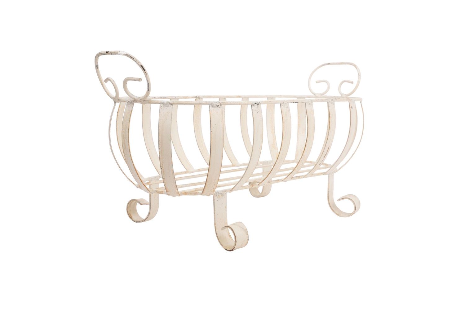 Moises Iron Planter Garden Basket-Handmade-Solid Iron-11Wx22x12H inches, COLOR: White