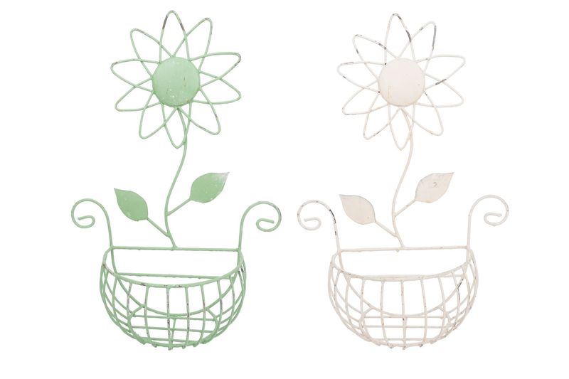 Flower Iron  Wall Planter Garden Basket-Handmade-Solid Iron-17W x 24H inches