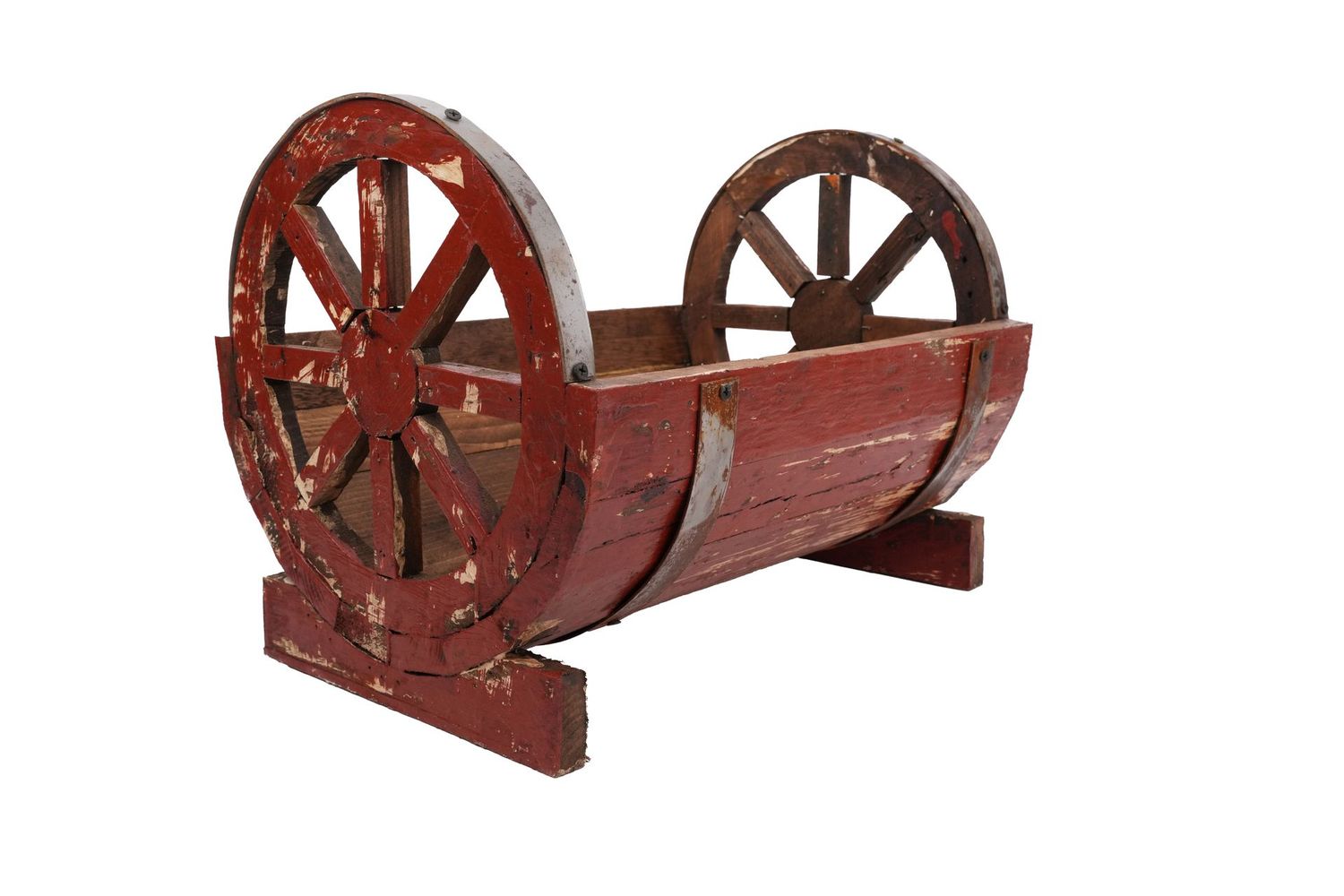 Half Barrel Wooden Storage Rack-Garden-17x13H inch-Farmhouse-4 Colors-, Colors: Red