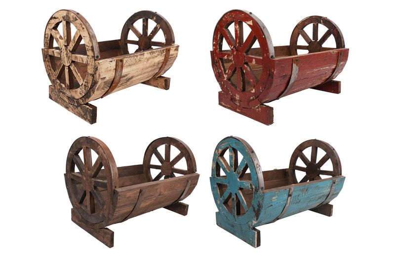 Half Barrel Wooden Storage Rack-Garden-17x13H inch-Farmhouse-4 Colors-
